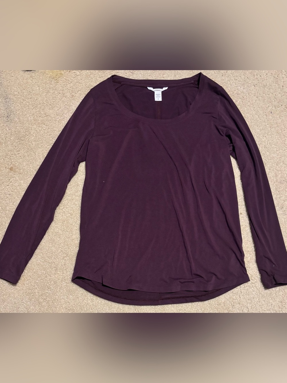 Athleta Long Sleeve Scoop Neck Top - Plum Wine